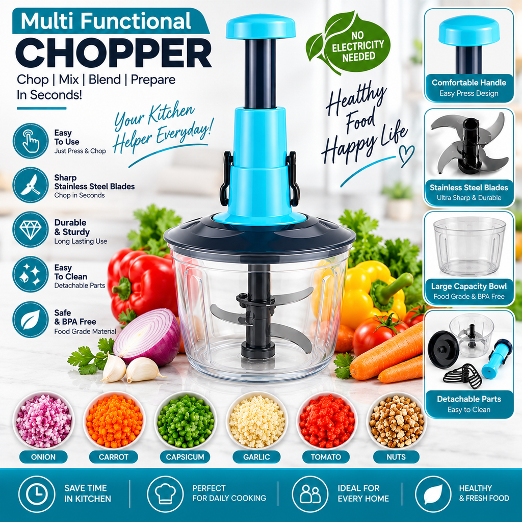 Multi Functional Manual Vegetable Chopper – Hand Press Food Chopper