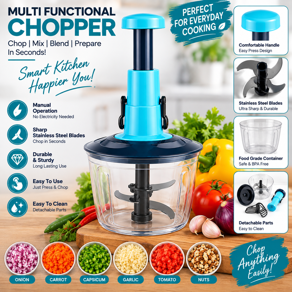 Multi Functional Manual Vegetable Chopper – Hand Press Food Chopper