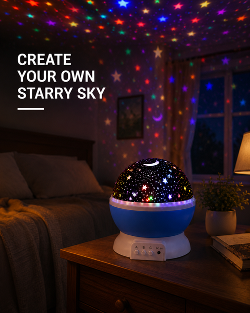 360° Rotating Star Projector Lamp – Color-Changing LED Night Light