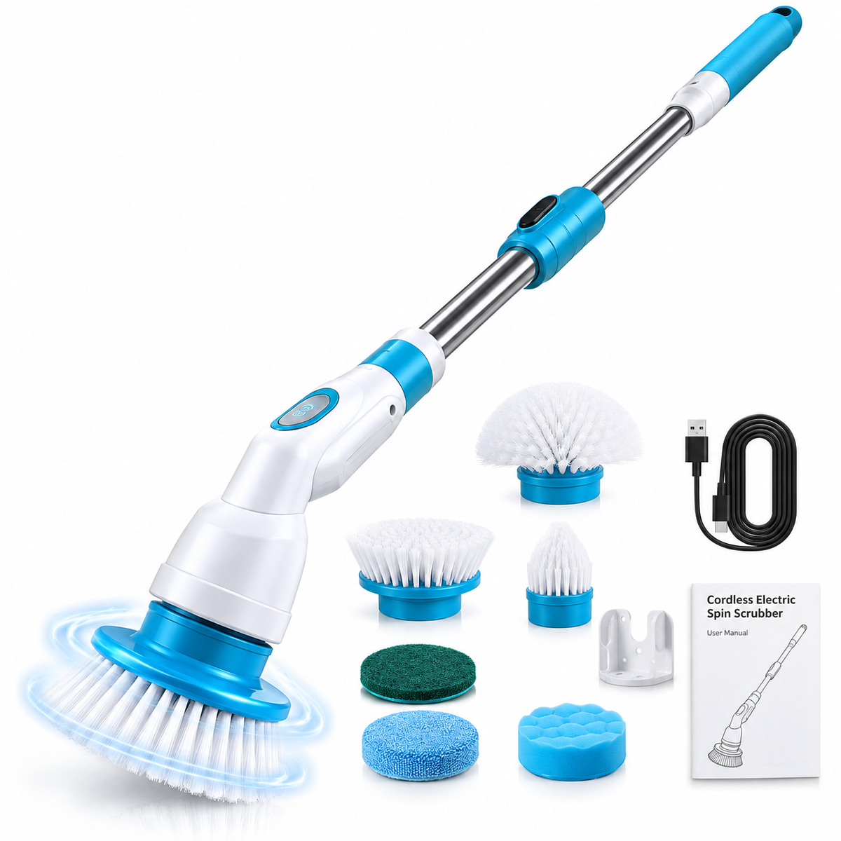 Cordless Electric Spin Scrubber 360° – Rechargeable Cleaning Brush